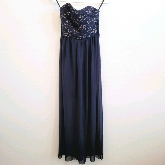 💕 Sweet Storm Strapless Navy Gown Size Small - Picture 1 of 13